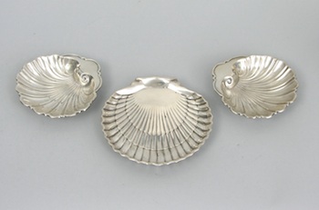 Appraisal: Three Gorham Clam Shell Dishes American Century Three shell shaped