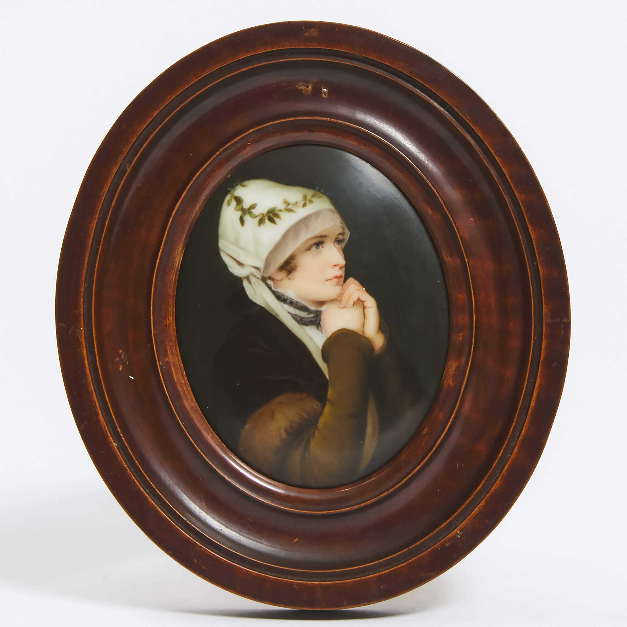 Appraisal: Dresden Miniature Enamel on Porcelain of Friedrich August von Kaulbach's