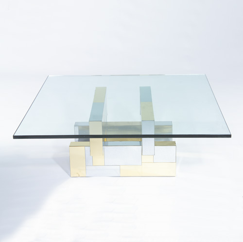 Appraisal: PAUL EVANS Cityscape coffee table with a square plate glass