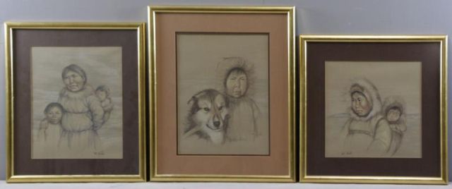 Appraisal: NOEH Anna T Inuit Portrait Drawings Charcoal and pastel on