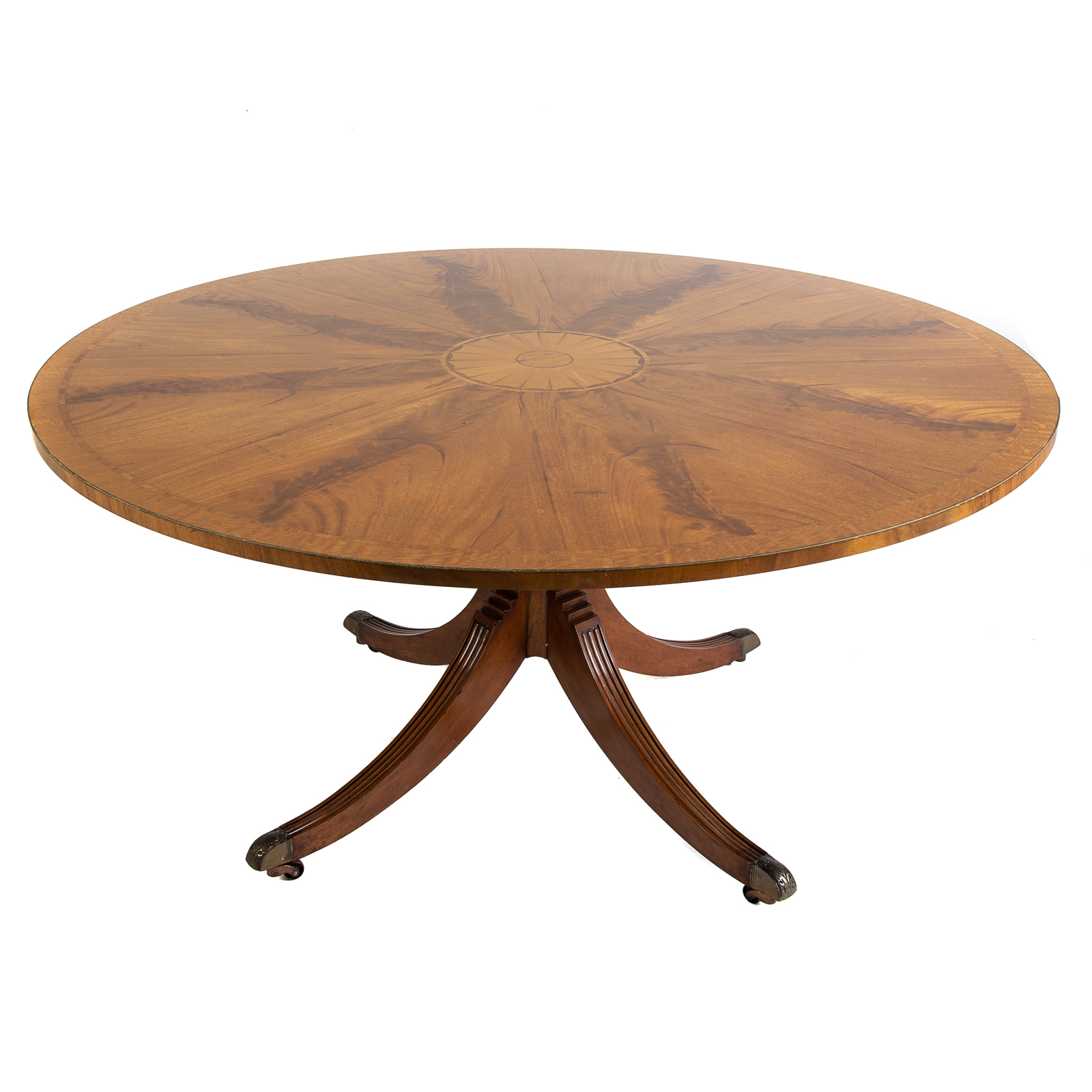 Appraisal: AMERICAN CLASSICAL STYLE ROUND INLAID TABLE th century with banded