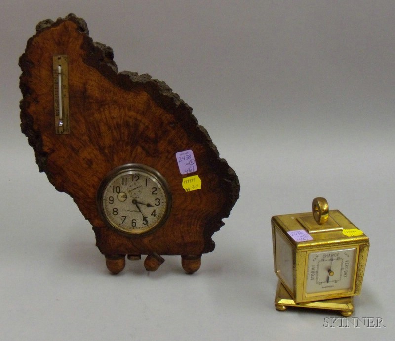 Appraisal: Guardier Brass Desk Set and a Waltham Clock and Thermometer