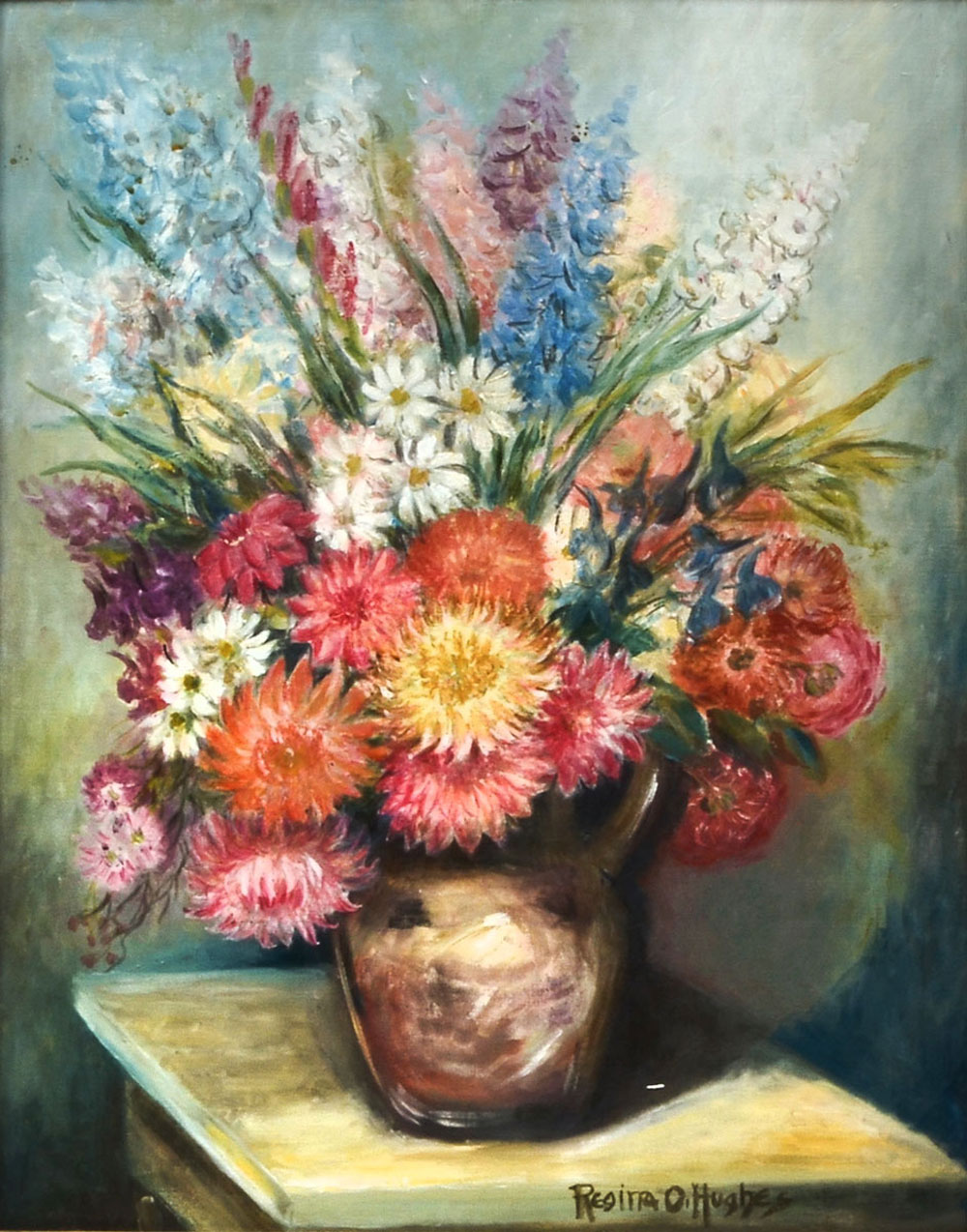 Appraisal: HUGHES Regina Olsen American - Floral Still Life Oil on