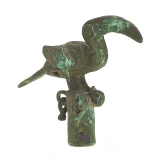 Appraisal: Inca patinated copper finial of a toucan Inca patinated copper