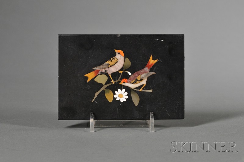 Appraisal: Small Italian Pietra Dura Plaque early th century rectangular inlaid