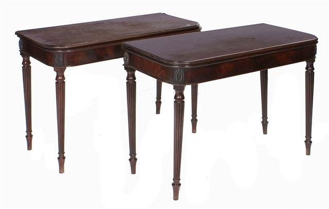 Appraisal: A PAIR OF GEORGE III GILLOWS STYLE MAHOGANY FOLD OVER