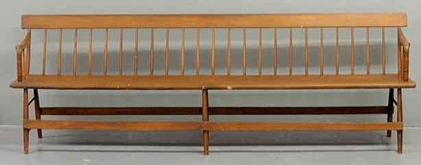 Appraisal: Large pine deacon's bench painted brown th c h x