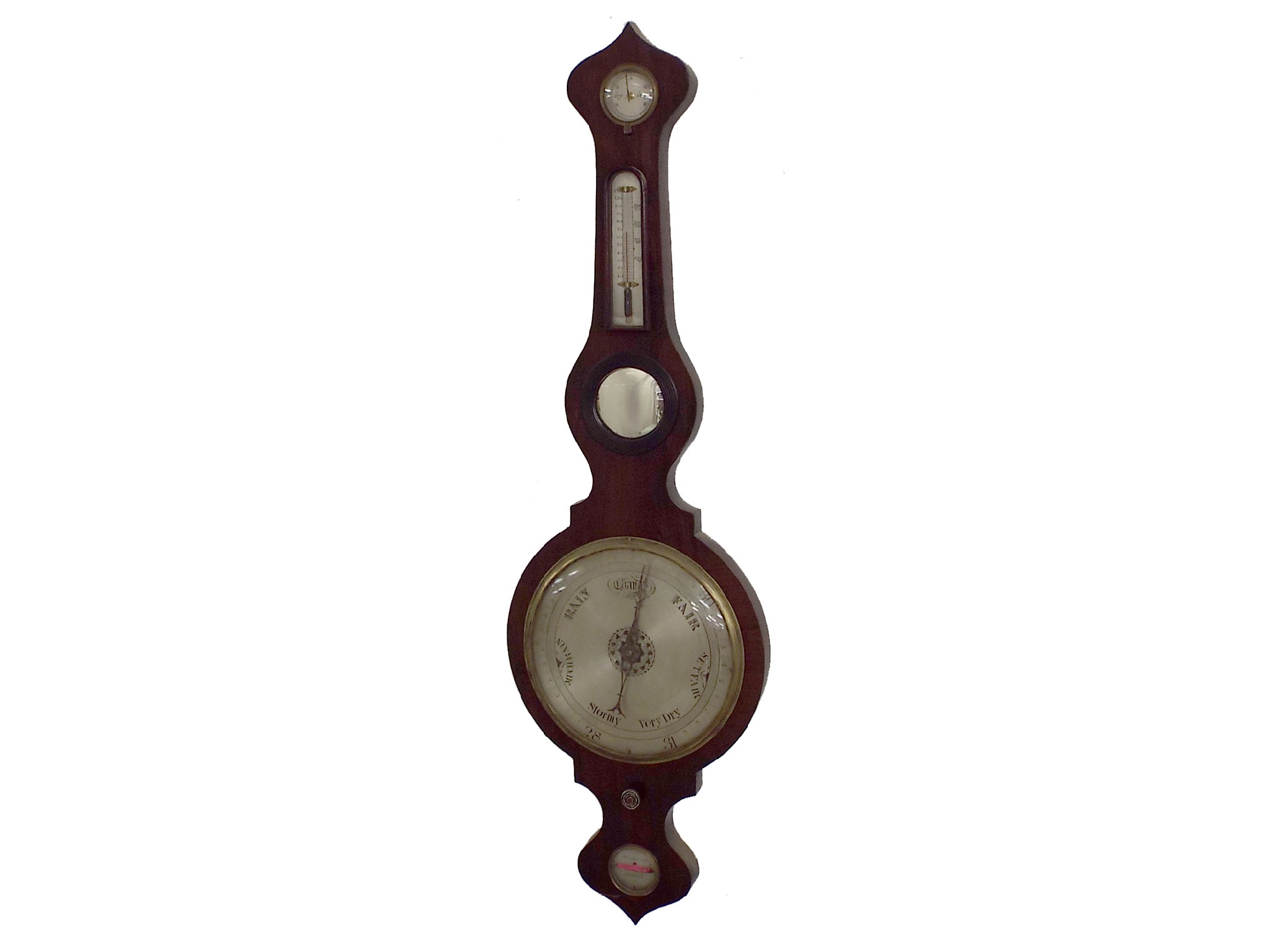 Appraisal: Rosewood onion top five glass banjo barometer with a circular