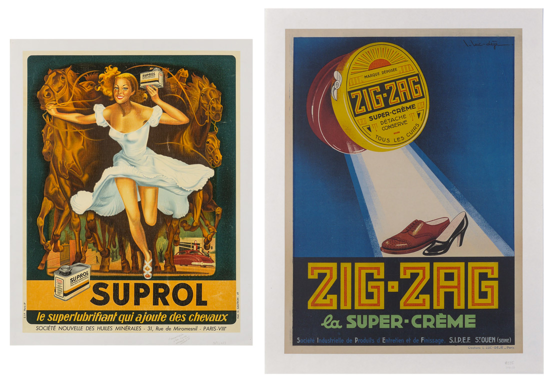 Appraisal: VINTAGE FRENCH ADVERTISING POSTERS posters total to include ''Suprol'' lubricant