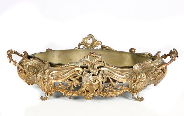 Appraisal: A French oval gilt bronze jardiniere height in width in