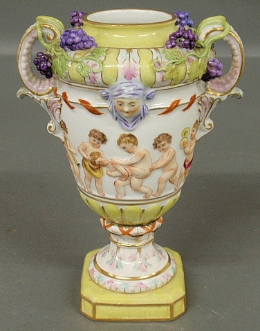 Appraisal: - Capo Di Monte German porcelain urn decorated with grapes