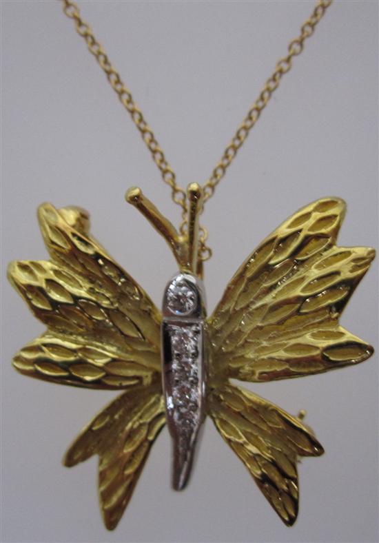 Appraisal: Tiffany Co Platinum and k gold Butterfly Pin Necklace set