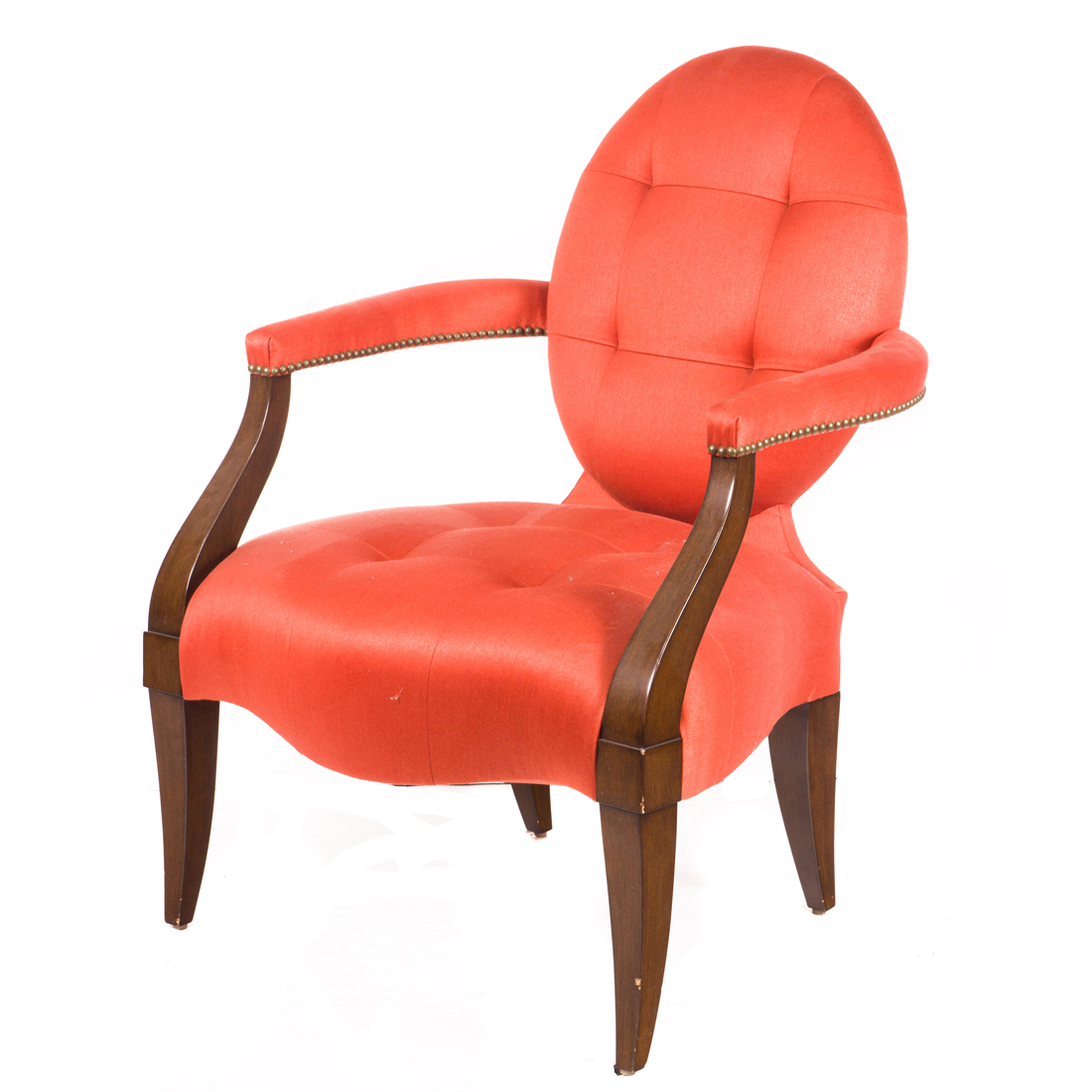 Appraisal: A DONGHIA ARMCHAIR A Donghia armchair having a tufted oval