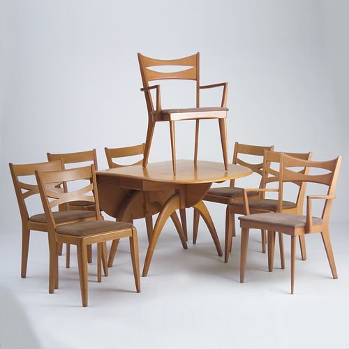 Appraisal: Heywood Wakefield dining room set table with extension eight chairs