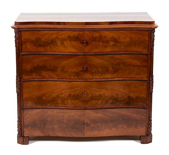 Appraisal: An America Victorian Mahogany Serpentine Chest of Drawers Height x