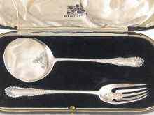 Appraisal: A cased pair of silver cake servers b Elkington Co