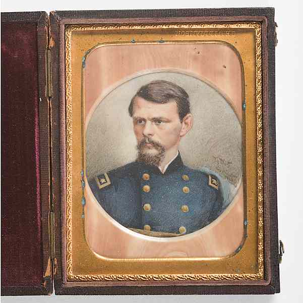 Appraisal: Cased Portrait Miniature of General Emory Upton A superb original