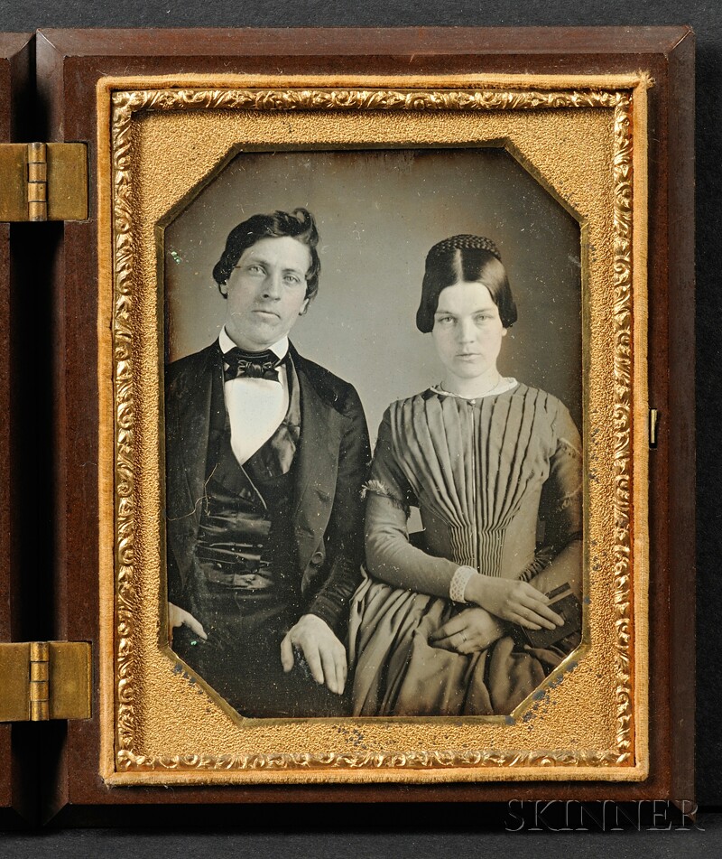 Appraisal: Quarter Plate Daguerreotype Portrait of a Young Couple in a