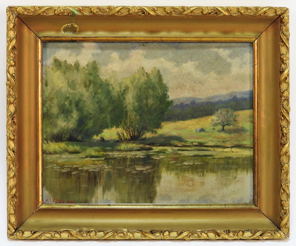 Appraisal: G L ALLEN RIVER LANDSCAPE PAINTING United States th CenturyImpressionist