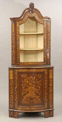 Appraisal: Dutch Mahogany and Marquetry Corner Cupboard x in