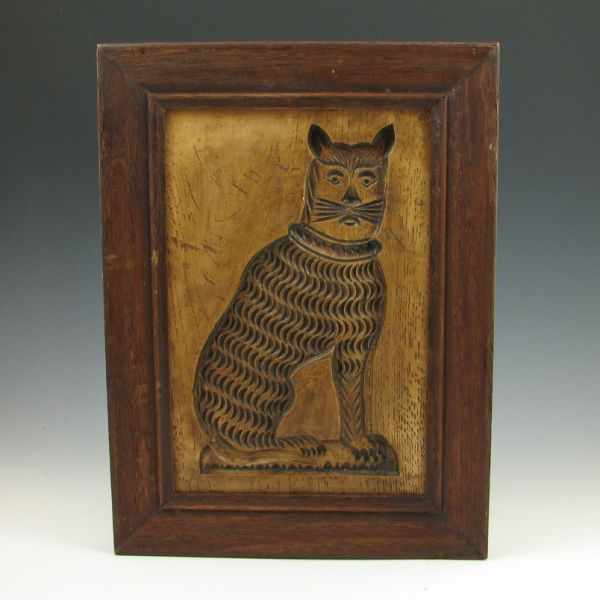 Appraisal: La Mirada California - framed cat tile Marked Made In