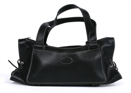 Appraisal: Tod's black leather purse Black calfskin with white top-stitching double