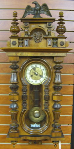 Appraisal: WALNUT CASED WALL CLOCK Hamburg American Clock Co c the