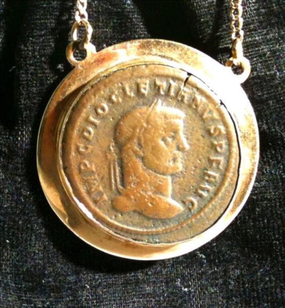 Appraisal: K Gold Pendant with Roman Empire Coin Description Circa A