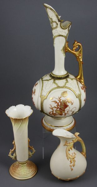 Appraisal: Three pieces of late th Century Royal Worcester blush ivory