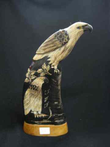 Appraisal: Carved Figural Horn Sculpture of Birds ''