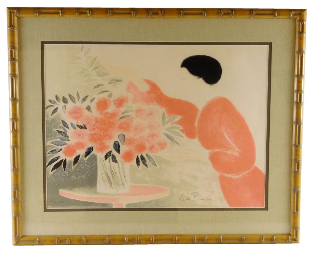 Appraisal: Andre Brasilier French Symphonie en Rose Pink Symphony colored lithograph