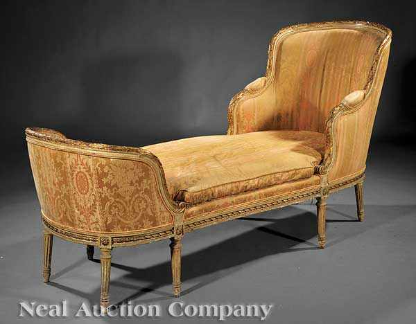 Appraisal: An Antique French Carved Gilded and Cr me Peinte Chaise