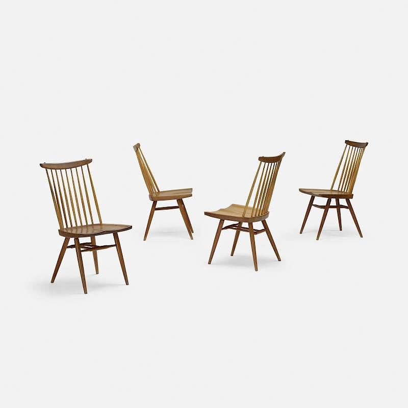 Appraisal: George Nakashima New chairs set of four George Nakashima New