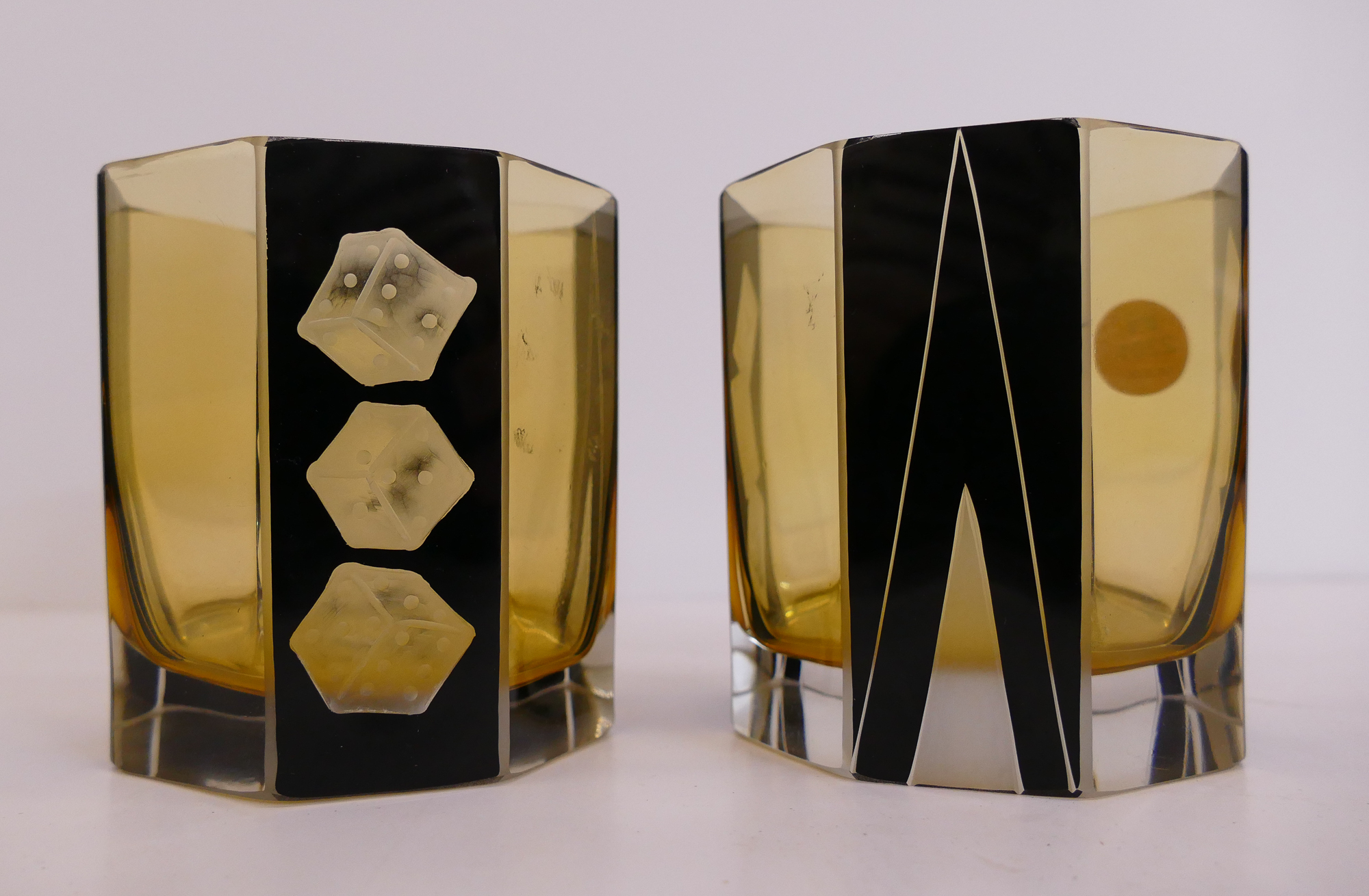 Appraisal: Pair Karl Palda Bohemian Glass Art Deco Tumblers- ''