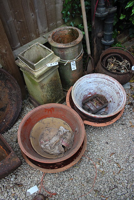 Appraisal: TWO OLD CHIMNEY POTS one square one cylindrical together with