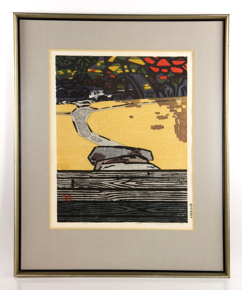 Appraisal: - Hashimoto Woodblock Print Okiie Hashimoto woodblock print titled signed