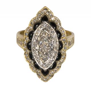 Appraisal: Diamond black onyx and k yellow gold ring Diamond black