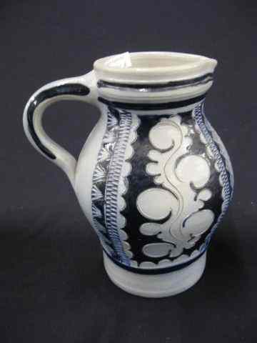 Appraisal: German Salt Glaze Pottery Pitcher cobalt trim '' excellent