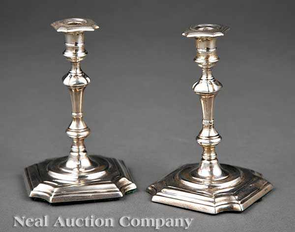 Appraisal: A Pair of Antique English Sterling Silver Tapersticks in the