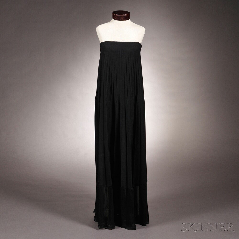 Appraisal: Jean Paul Gaultier Black Pleated Virgin Wool Gown Paris late