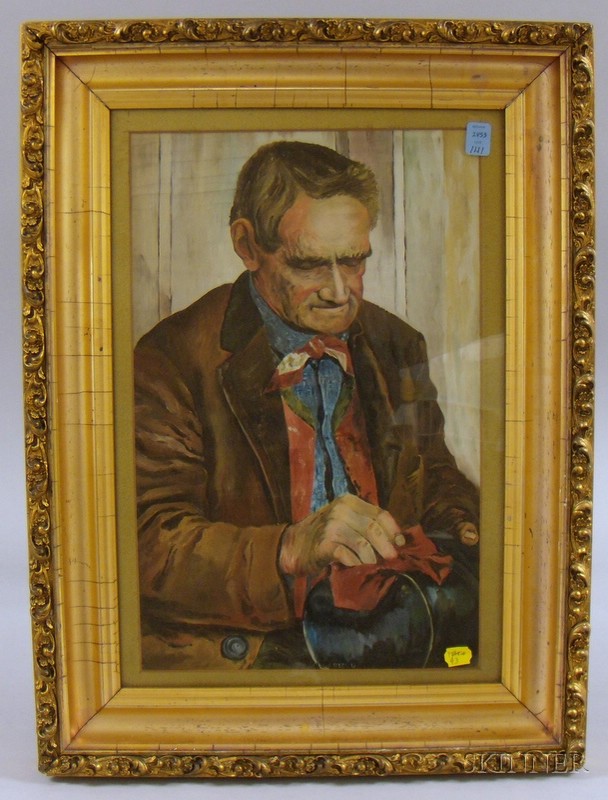 Appraisal: Framed th Century American School Oil on Paper Portrait of