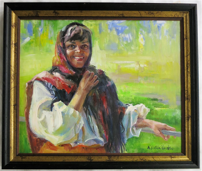 Appraisal: NINA MIKHAILENKO OIL ON CANVAS Washington th century Portrait of