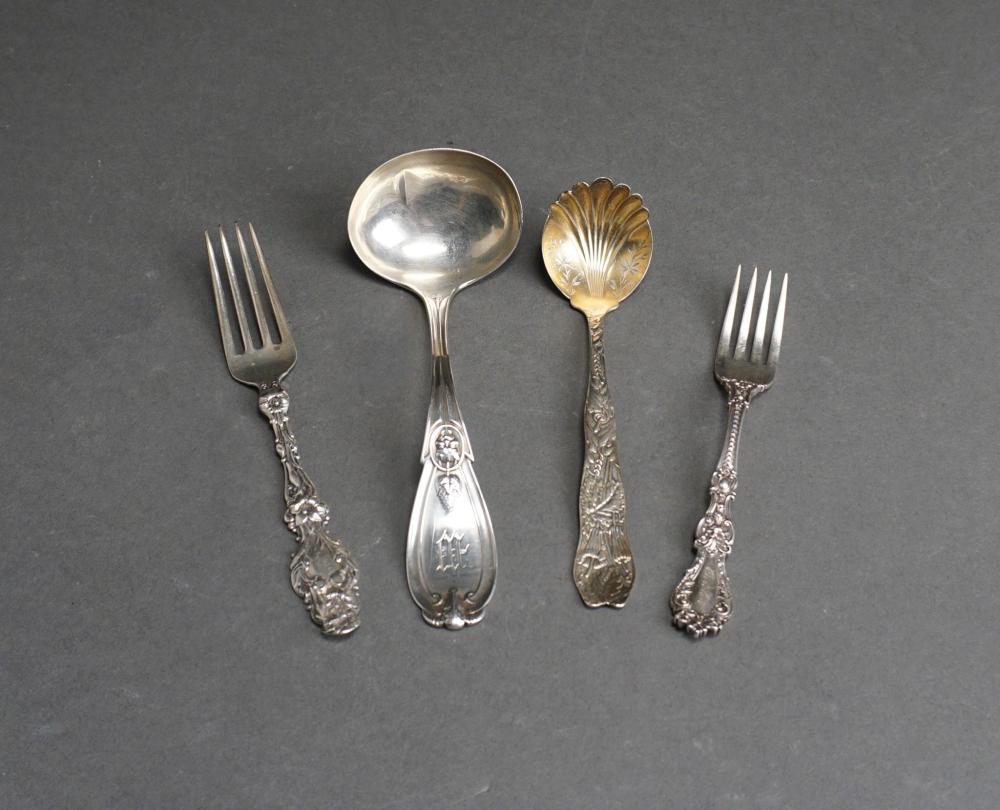 Appraisal: Four Assorted Sterling Silver Flat Table Articles Including Tiffany Co