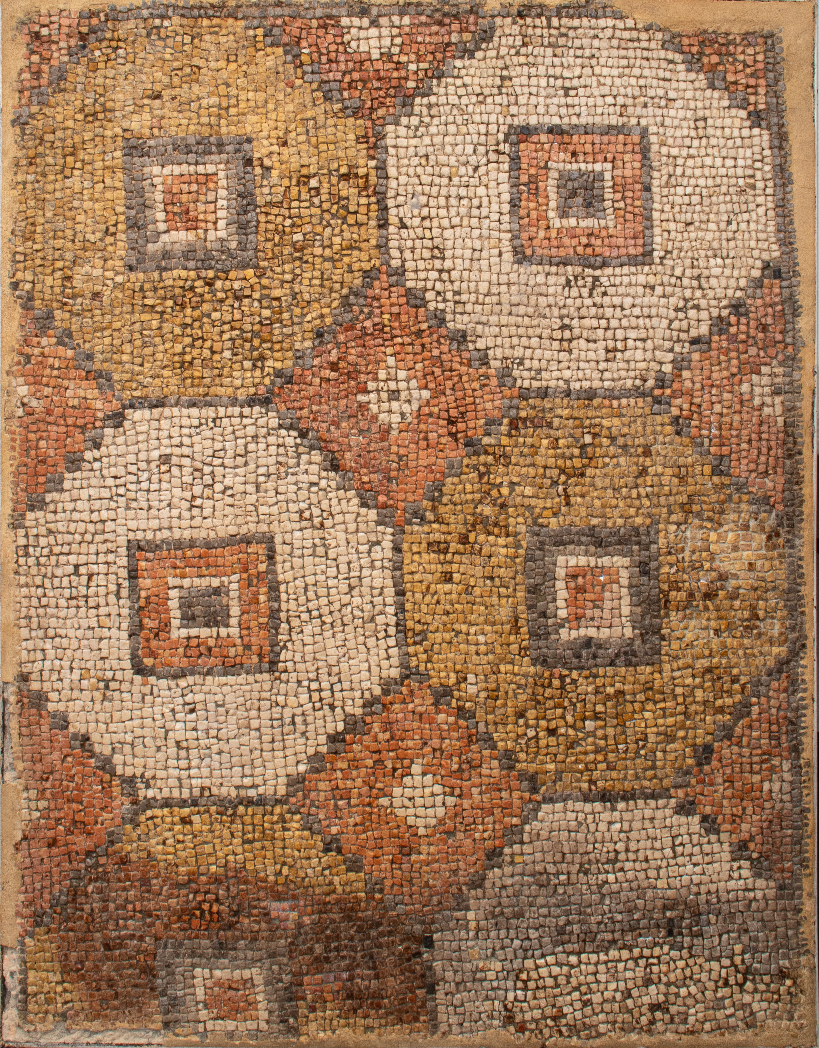 Appraisal: ROMAN STONE MOSAIC PANEL GEOMETRIC MOTIF Roman mosaic panel likely