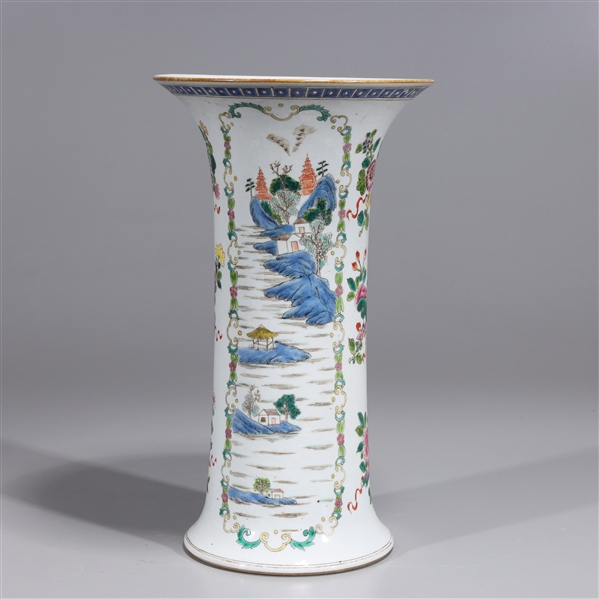 Appraisal: Chinese famille rose enameled porcelain vase with gilt detail flowers