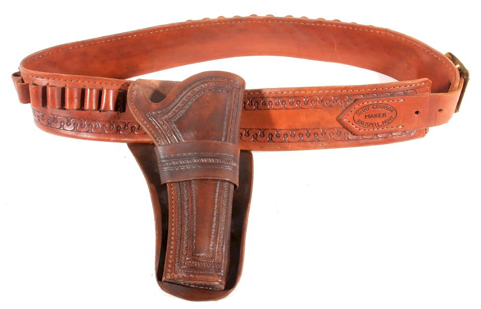 Appraisal: Sonny Cranson Holster Ammo and Gold Finders Belt For your