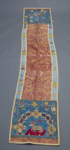 Appraisal: Blue and Magenta Tapestry Possibly Tibetan Lamb on the base