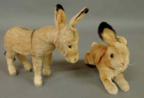 Appraisal: Two Steiff animals 's vintage- donkey h x l rabbit