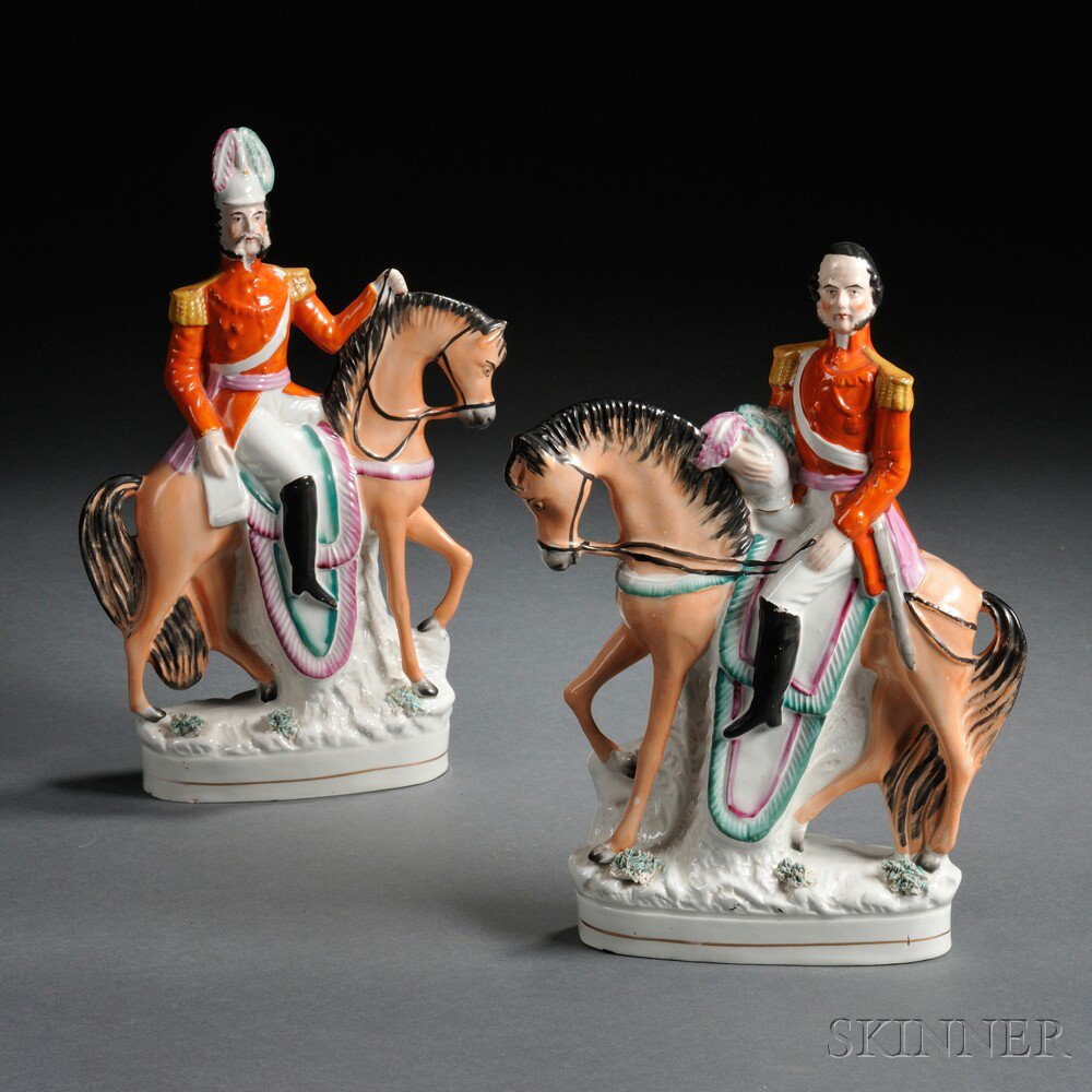 Appraisal: Pair of Victorian Staffordshire Figures on Horseback England mid to