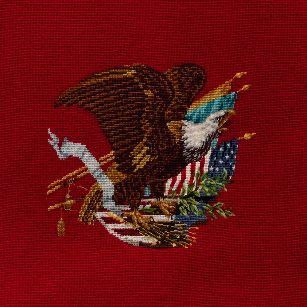 Appraisal: Needlework Panel of an Eagle Amidst Flags Framed x in